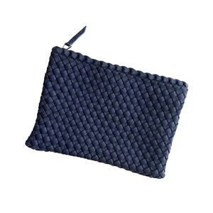 Nachedi Salina Woven Neoprene Clutch / Zipper Pouch St Barts Navy Blue